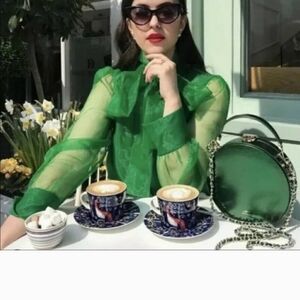 Zara Vibrant Green Sheer Blouse